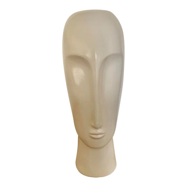 Vintage Elongated White Ceramic Head Figure For Sale