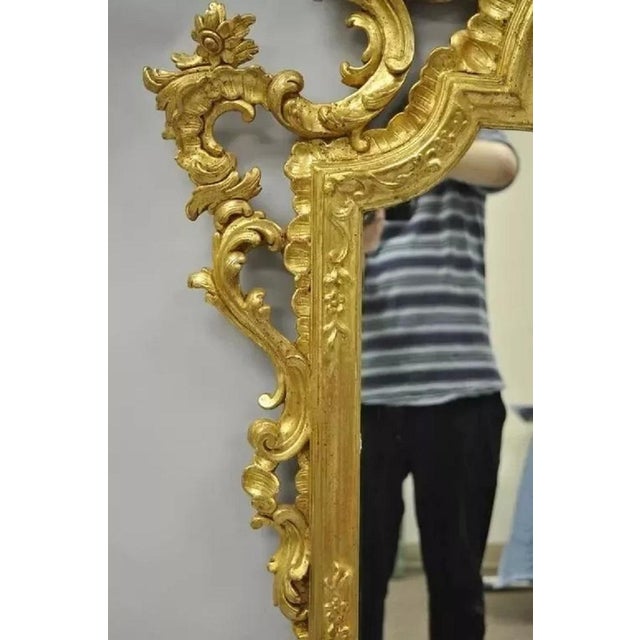 Wood Late 20th Century Labarge French Louis XV Rococo Style Gold Giltwood Large Console Wall Mirror For Sale - Image 7 of 10