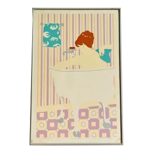 Linda Southworth Fine Art Serigraph “Eau De Cologne” Signed Bathtub Graphic Art