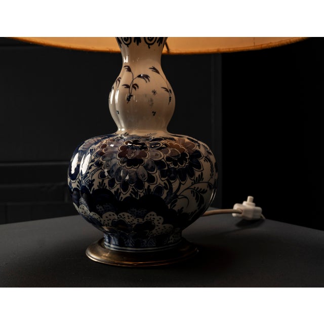 20th Century Table Lamp in Blue and White with Brass Holders from Delft Ceramic For Sale - Image 13 of 15