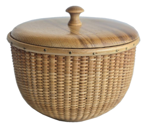 Nathan Taylor Nantucket Woven Basket Jar With Ash Wood Lid