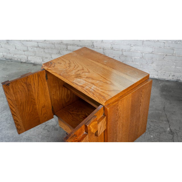 1970s Lane Furniture "Staccato" Oak Brutalist Nightstand Cabinet For Sale - Image 10 of 12