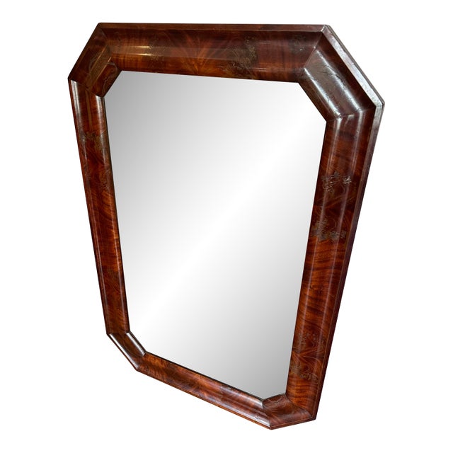 19th Century Large Crotch Mahogany Octagonal Empire Mirror For Sale