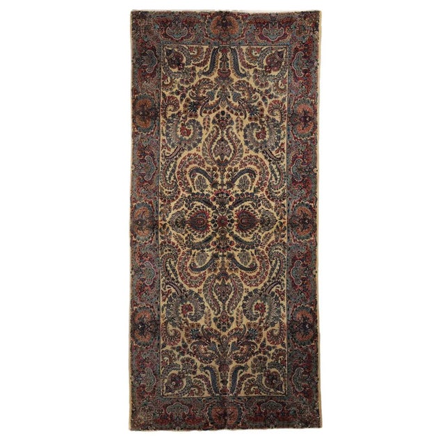 Antique Middle Eastern Kerman Laver Rug in Cotton & Wool For Sale - Image 11 of 11