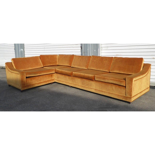 Mid Century Modern Orange Velvet Sectional Sofa Chairish