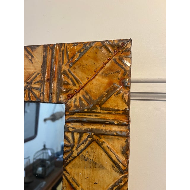 Ogt Recycled Tin Ceiling Tile Mirror For Sale - Image 4 of 8