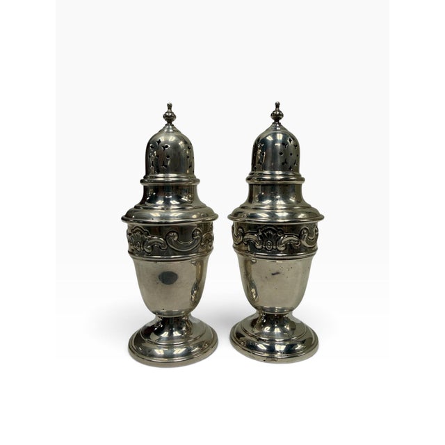 Rococo Antique Gorham "Strasbourg" Solid Sterling Silver Salt & Pepper Shakers - Pair For Sale - Image 3 of 6