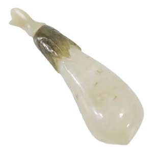 19th Century Chinese Carved White and Green Nephrite Jade Eggplant Snuff Bottle