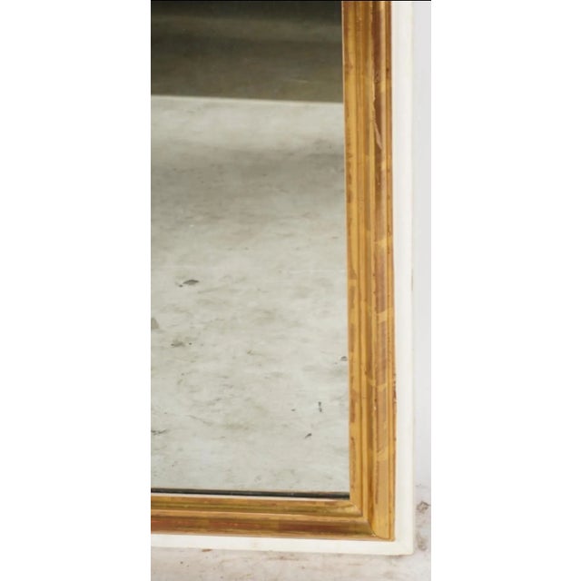 Modern Mid 20th Century Modern Designer Giltwood Mirror With White Lacquer Boarder For Sale - Image 3 of 3