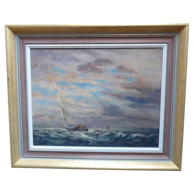 Victor Trevett, Moonshine Near Wallet Spitway, 1980s, Oil Painting on Canvas, Framed For Sale - Image 14 of 14