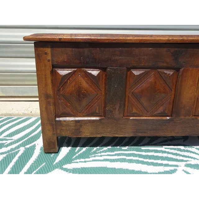 Antique Louis XIII Style Oak Storage Bench For Sale - Image 3 of 18