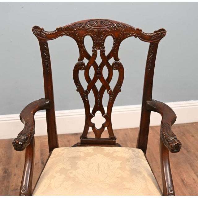 Vintage Chippendale Dining Chairs in Revival Mahogany, 1920s, Set of 8 For Sale - Image 3 of 5