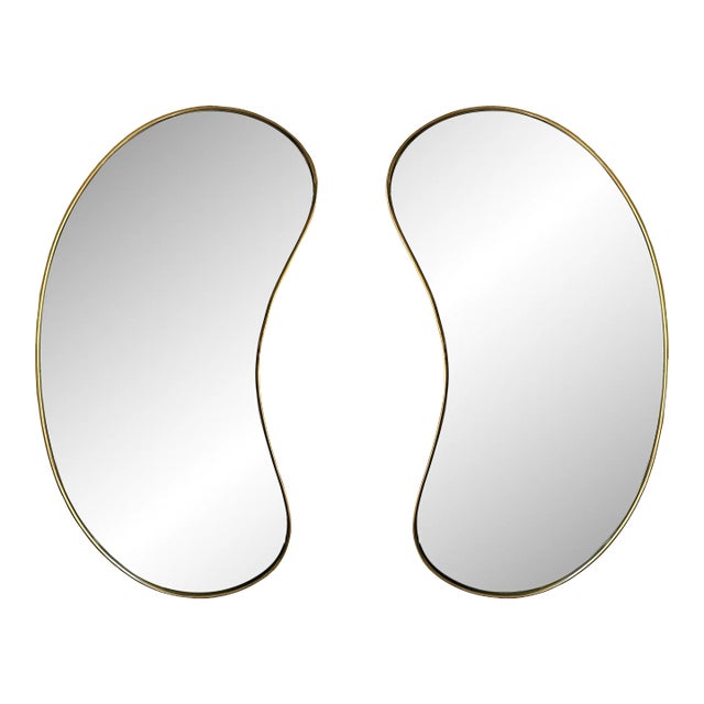 Pair of Brass Free Form Haricot Mirror. Italy, 1950s For Sale