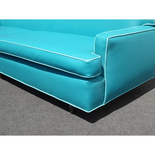 Mid-Century Turquoise Vinyl Sofa | Chairish