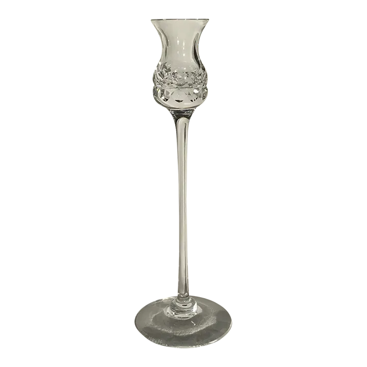 Kosta Boda Clear Crystal Signed Candlestick Prince Pattern 1982