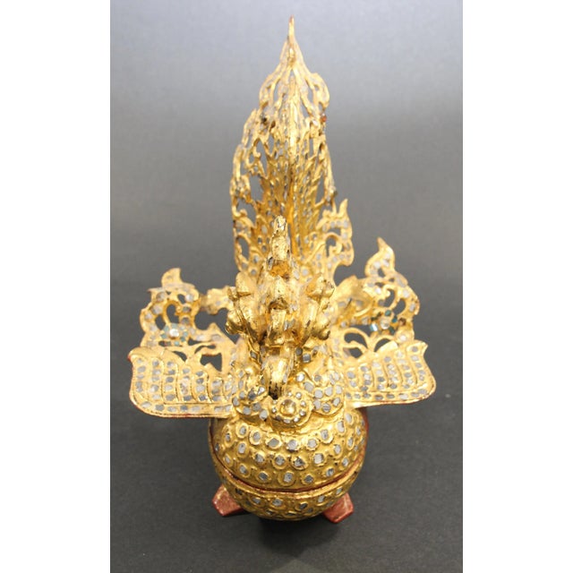 Islamic Burmese Bird-Shaped Betel Gold Lacquered Box For Sale - Image 3 of 13