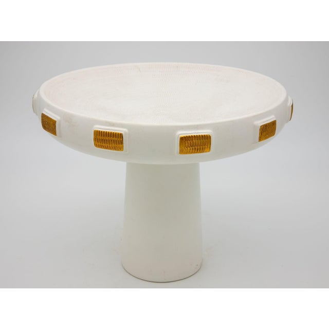 White & Gold Toggle Footed Serving Bowl or Platter, Handley Drive, Portugal 2016 For Sale - Image 4 of 7