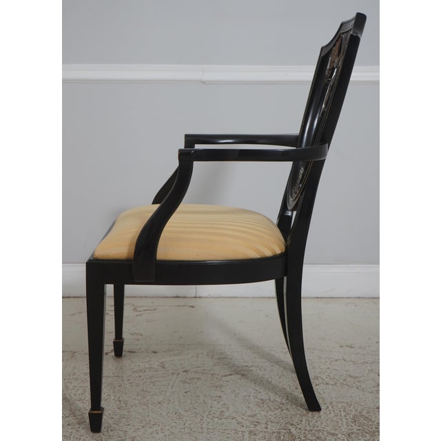 Hepplewhite Set of 10 Henkel Harris Black Finish Hepplewhite Dining Room Chairs For Sale - Image 3 of 18