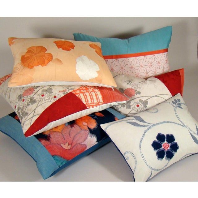Colorful Poppy Japanese Silk Obi Pillow Cover Chairish