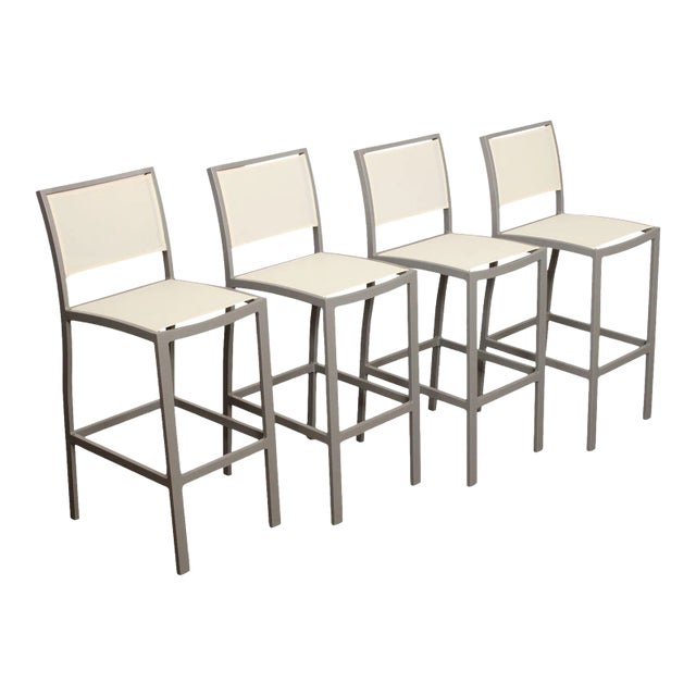 Janus Et Cie 'Koko II' Set of Four Aluminum And Mesh Barstools For Sale