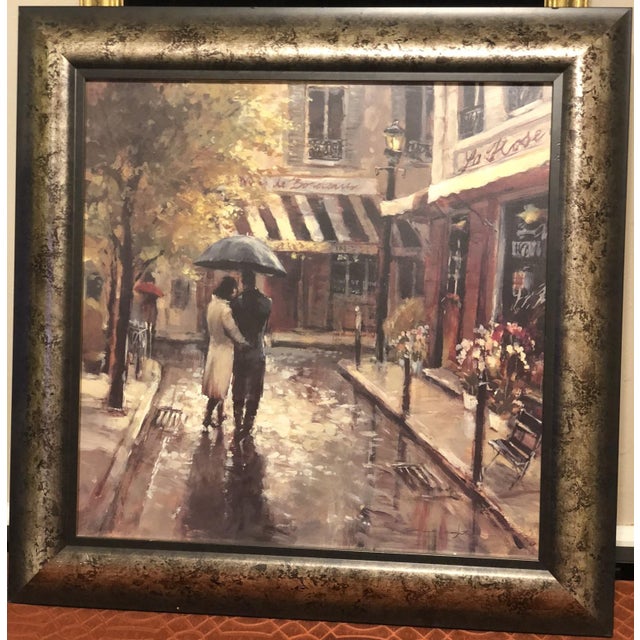 2000 - 2009 Brent Heighton "Romantic Stroll" Framed Parisian Impressionist Print For Sale - Image 5 of 6