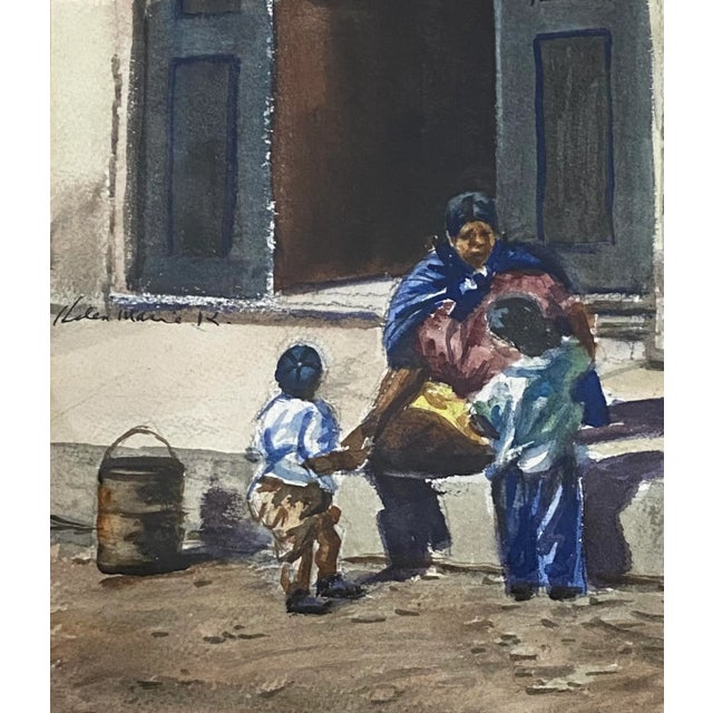 Vintage Latin American School Watercolor by Helen Marie C.1970 For Sale In San Francisco - Image 6 of 11