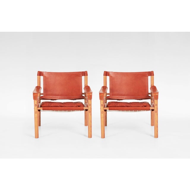 Wood Vintage Scirocco Safari Lounge Chairs in Red Leather and Wood by Arne Norell for Arne Norell AB, 1960s, Set of 2 For Sale - Image 7 of 7