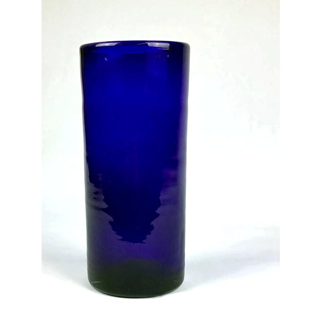 Hand Created Cobalt Blue Glass Cylinder Vase Chairish