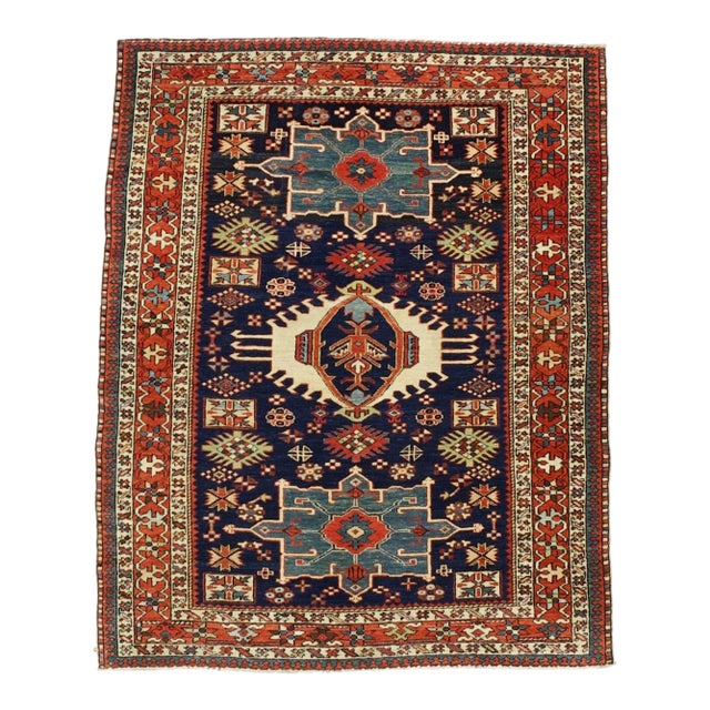 Fine Antique Persian Karajeh Heriz Rug 4'7" X 5’10” For Sale