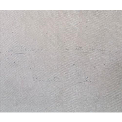 Blue Giovanni Guarlotti, Venice, 1934, Oil on Cardboard For Sale - Image 8 of 9