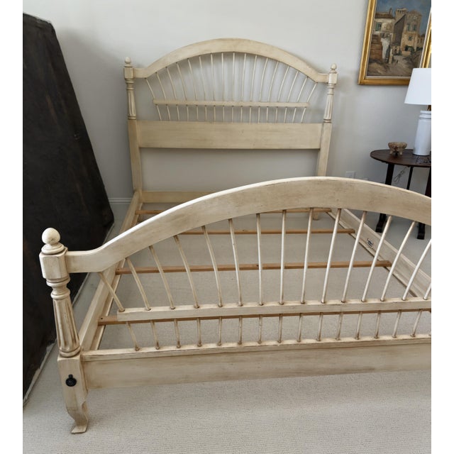 An excellent condition, single-owner queen-size complete bed frame from Ethan Allen’s highly collectible "Country French"...