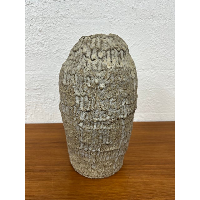 Mid-Century Modern Large Mid Century Textured Studio Pottery Floor Vase For Sale - Image 3 of 9