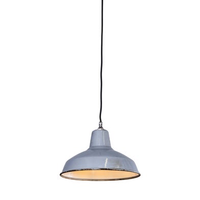 Industrial Grey Enamelled Pendant Lamp from Benjamin, 1950s For Sale