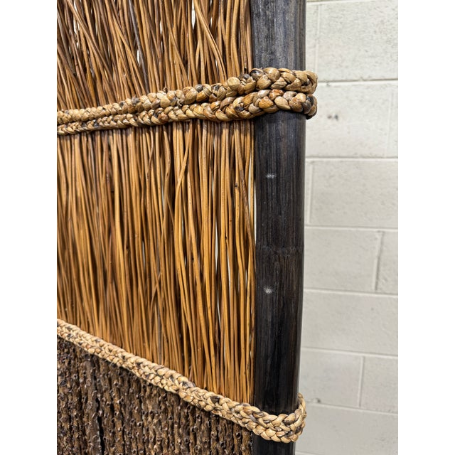 Freestanding Twig Reed Boho Panel Privacy Screen For Sale - Image 4 of 6