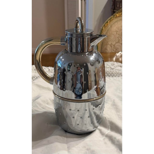 Metal Vintage Chrome Hammered Insulated Coffee & Tea Server, Made in Taiwan, C. 1980s For Sale - Image 7 of 11