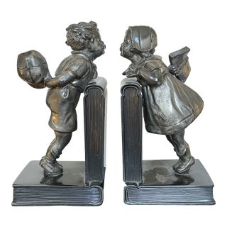 1950’s Vintage Jennings Brothers Metal Art Bookends For Sale