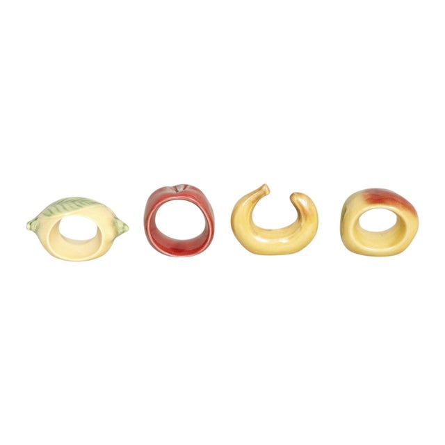 Rustic European Ceramic Fruit Napkin Rings, Set of 4 For Sale - Image 3 of 7