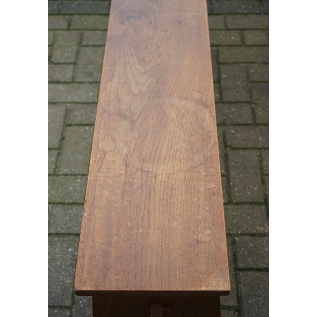 Long Mid-Century Dutch Bossche School Church Bench, 1950s For Sale - Image 6 of 15