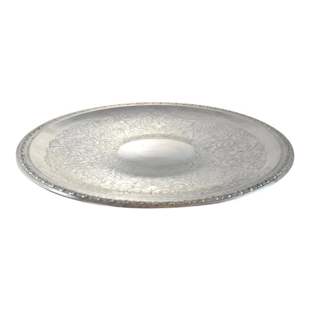Mid 20th Century Oversize Chased Silver Tray For Sale