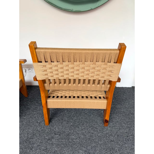 Mid-Century Modern Pair of Wood and Rope Armchairs, Italy, 1970s For Sale - Image 11 of 13