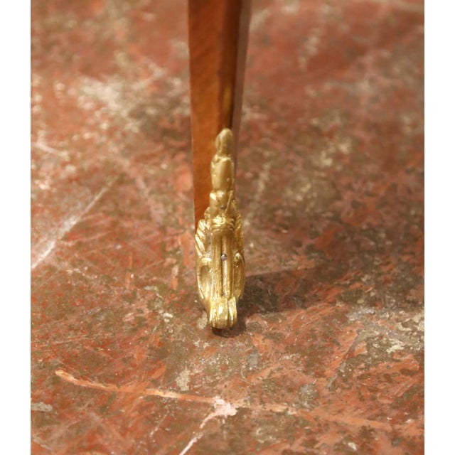 Pair of Mid-Century French Louis XV Red Marble Top Ormolu Mounted Side Tables For Sale - Image 9 of 11