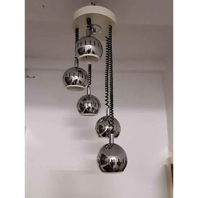 1970s Chromed Metal Pendant Lamp, 1970s For Sale - Image 5 of 6