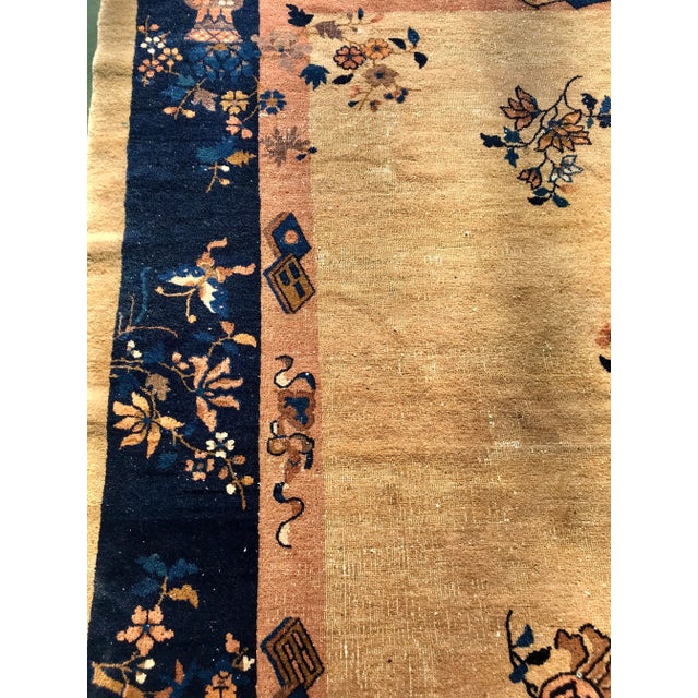 Art Deco 19th Century Antique Art Deco Chinese Peking Rug - 10’1’x11’10" For Sale - Image 3 of 6