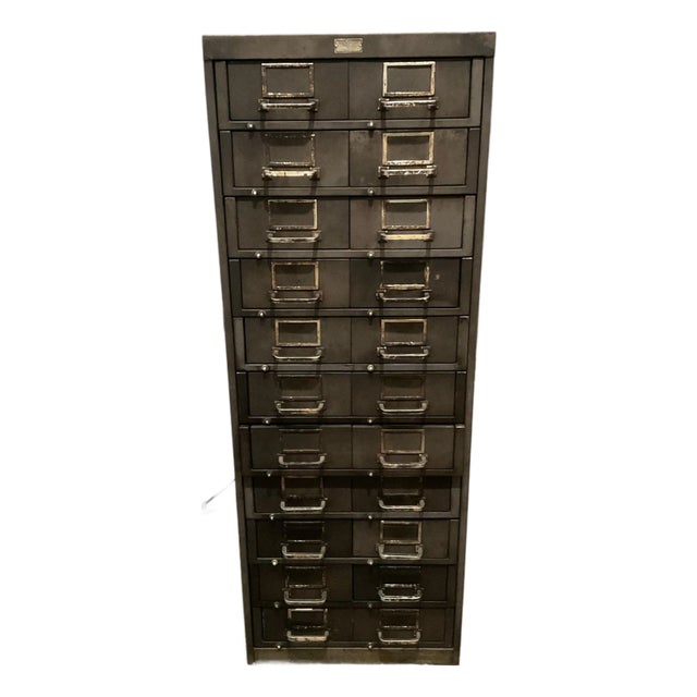 Steel Industrial Multi-Drawer Antique Filing Cabinet by the G For Sale