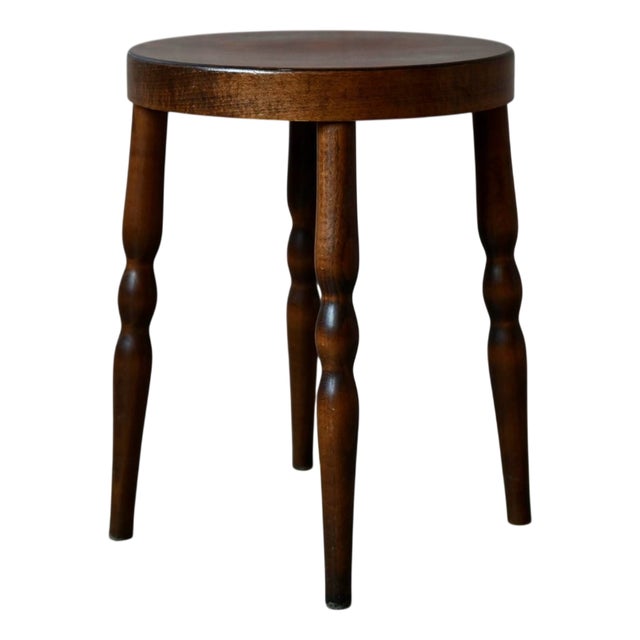 Vintage Bohemian Stool with Turned Legs by Joamin Baumann for Baumann, 1980s For Sale