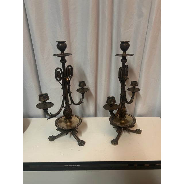 Metal Early 19th Century Bronze French Empire Style Candelabrum For Sale - Image 7 of 13