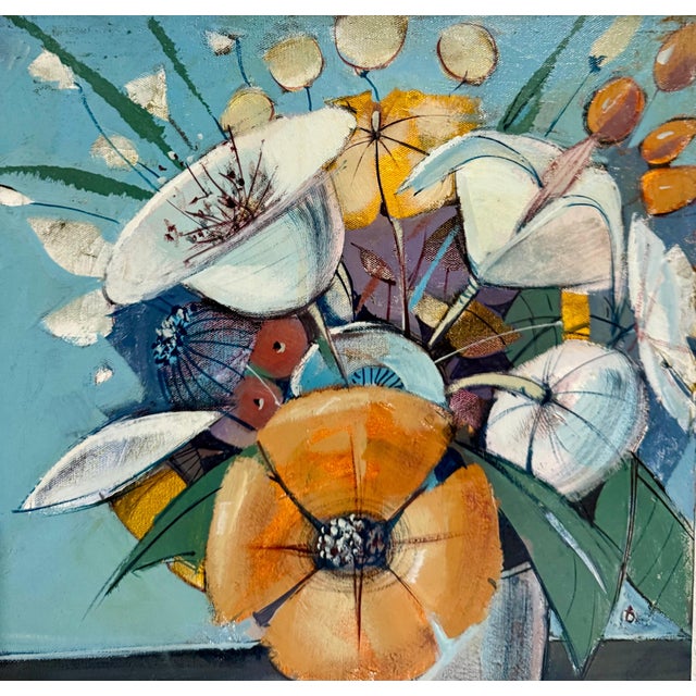 Charles Levier, Charles Levier Modernist Artist Vase of Flowers in Bloom Window Paris Modernism, c.1960's For Sale In Miami - Image 6 of 7