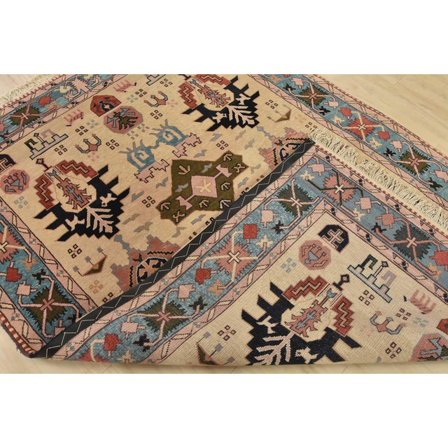 Heriz Rug 5’11” X 8’6” Ivory Wool Vintage Tribal Hand-Knotted Oriental Carpet For Sale - Image 14 of 15