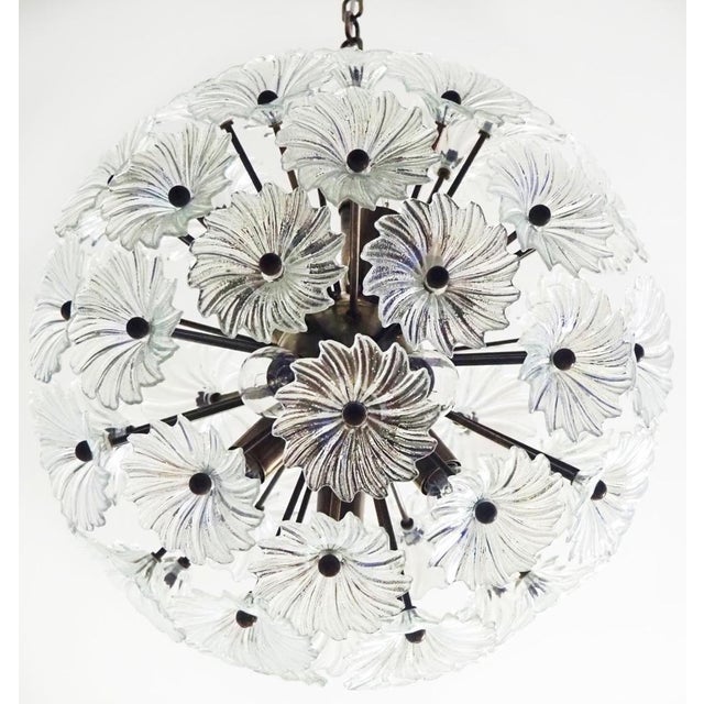 Glass Vintage Sputnik Italian Crystal Chandeliers 51 Daisy Clear Glasses, 1980s, Set of 2 For Sale - Image 7 of 15