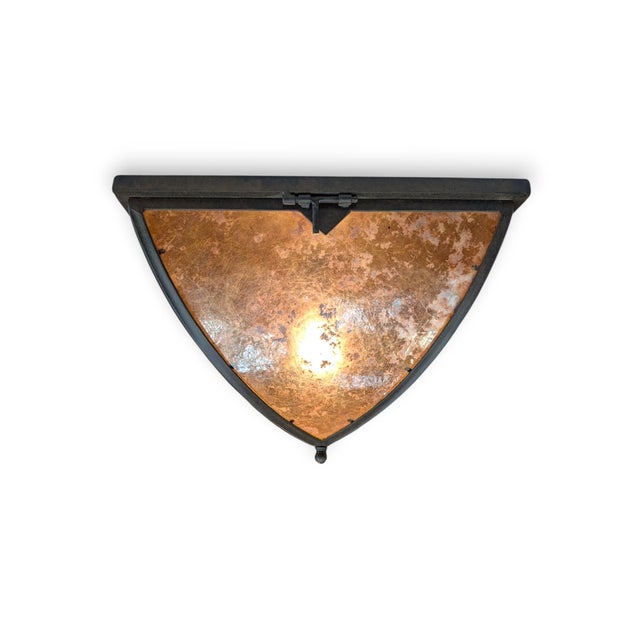 Handcrafted ceiling flush mount by Steven Handelman Studios featuring an iron frame and mica panels. Steven Handelman...